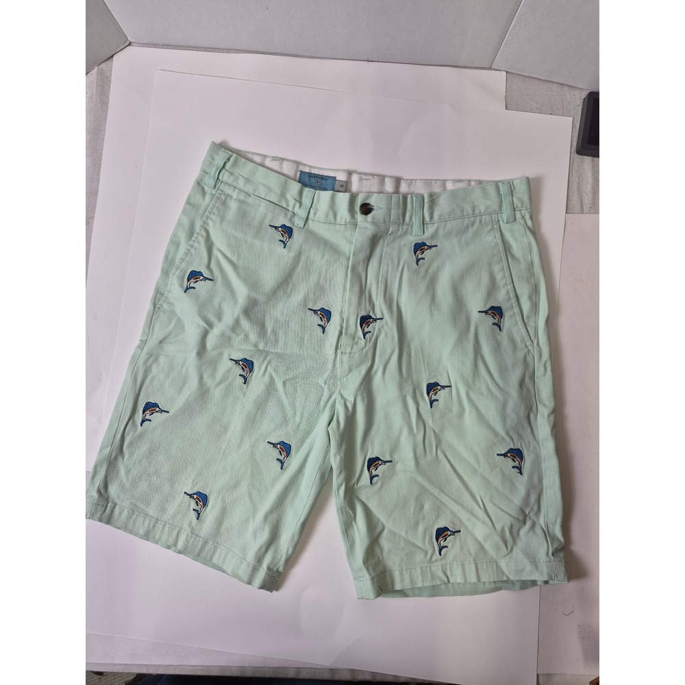 Castaway Nantucket Island Mens 32 Mint Green Embroidered Sailfish Chino Shorts